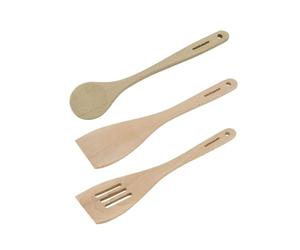 Fackelmann 9907250 Lot de 3 ustensiles de Cuisine en Bois, cuillère en Bois, spatule, ustensile, de Cuisine, cuillere,FSC, 30 x 6,5 cm