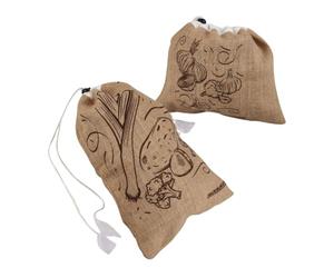 Fackelmann 9907650 Ensemble de 2 sacs à légumes réutilisables en jute, sac pour provisions, sac de courses, sac à légumes, Coton, Jute, 27,5 x 23 cm et 38,5 x 27 cm