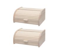 Fackelmann 9908450 Lot de 2 boites à Pain, Boite de Conservation du Pain et des gâteaux, Bois de pin, 40 x 28 cm