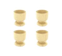 Fackelmann 9908650 Lot de 4 coquetiers en bois, coquetier, coquetier design, coquetier pour œuf à la coque, Bois, 4,8 x 4,8 x 5 cm