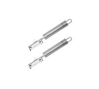Fackelmann 9909750 Lot de 2 éplucheurs à légumes, éplucheur pommes de terre, éplucheur, Acier inoxydable, Argent, 19 x 3,5 cm