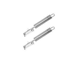 Fackelmann 9909750 Lot de 2 éplucheurs à légumes, éplucheur pommes de terre, éplucheur, Acier inoxydable, Argent, 19 x 3,5 cm