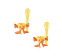 Fackelmann 9909950 Lot de 2 coquetiers, support pour œuf à la coque, coquetier pour œuf coque avec cuillère, Plastique, Jaune, 8 x 5 x 5,5 cm