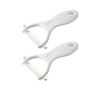 Fackelmann 9910050 Lot de 2 rasoirs à légumes, éplucheur, éplucheur à légumes, épluche légumes, Céramique, Plastique, Vert, Blanc, 13 x 5 x 1,6 cm