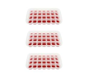 Fackelmann 9910450 Lot de 3 bacs à glaçons, bac à glaçons rose, bac à glaçons capacité 28 glaçons, bac pour 28 glaçons, Plastique, Silicone, 28 x 15 x 3,5 cm