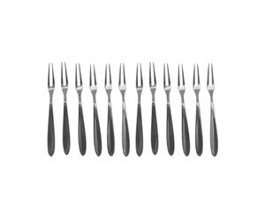 Fackelmann 9911750 Lot de 12 fourchettes à escargots, fourchette, fourchette à crustacés, Acier inoxydable, Argenté, 12,5 cm