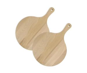 Fackelmann 9923950 Lot de 2 planches à pizza, planche en bois, planche à découper, planche ronde, 2 planches à découper bois, Bois, 30 cm, Marron 10