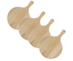Fackelmann 9925050 Lot de 4 planches à pizza, planche en bois, planche à découper, planche ronde, 4 planches à découper rondes, Bois, 30 cm, Marron 9