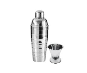 Fackelmann 99368850 Duo Cocktails avec Shaker à Cocktails 750 ml et Doseur à Alcool pour Cocktails 4 cl, Shaker Barman, Mesureur à Cocktail, Mixologie, Acier Inoxydable, Argenté, 26 x 8,5 x 8,5 cm