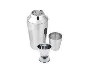 Fackelmann 9937050 Set Shaker à cocktails en inox et Doseurs à alcool pour cocktails, shaker barman 400 ml, doseur 2 cl, doseur 4 cl, Acier inoxydable, Argenté, 19,5 x 7,5 cm