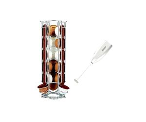 Fackelmann 9937250 Set café avec Porte capsules Dolce Gusto® et Mousseur à lait électrique pour cappuccino, Fil chromé, Plastique, Acier inoxydable, Argent, Gris, de 3,5 11 x 11 x 32,7 cm