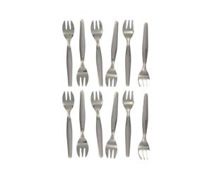Fackelmann 9937650 Lot de 12 petites fourchettes à desserts ou à huîtres, fourchettes à huîtres, fourchette de cuisine, fourchette crustacés, Acier inoxydable, 12,5 cm