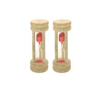 Fackelmann 9940350 Lot de 2 sabliers en Bois, sablier, sablier 3 Minutes, Bois, Sable, Verre, Rouge, 10 x 3,5 cm