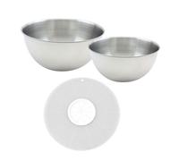 Fackelmann 9941250 Ensemble Pour Pâtisserie Avec 2 Bols De Préparation Et Un Couvercle Anti Projections, Bol À Mixer, Bol De Préparation, Couvercle, Plastique, Acier Inoxydable, 30 Cm
