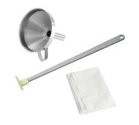 Fackelmann 9942250 Set pour Confiture, Entonnoir à Confiture, Filtre pour Confiture, racloir Fond de Pot, Inox, Tissu non tissé, Plastique et Silicone, 10 x 11 cm, 23 cm, 75 x 75 cm