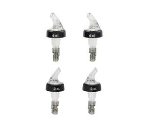 Fackelmann 9942950 Set de 4 Becs Verseurs Doseurs à Alcool à Bille, Doseur pour Alcool 2 t 4 ec Verseur, Doseur Bouteille, Bec Doseur, Plastique, Inox, Transparent, 10 cm