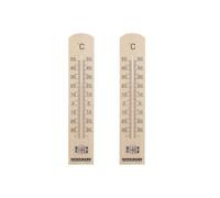 Fackelmann 9986550 Lot de 2 16364 Thermomètre bois, intérieur, extérieur, mural, Bois, 25 cm