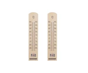 Fackelmann 9986550 Lot de 2 16364 Thermomètre bois, intérieur, extérieur, mural, Bois, 25 cm