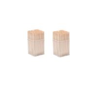 Fackelmann 9987250 Lot de 2 tonnelets de 300 Cure-Dents chacun avec Couvercle, pic en Bois, Cure-Dents en Bois, Cure-Dents, Bois, 6,5 cm