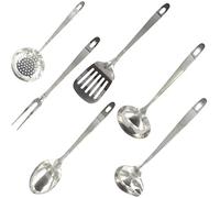 Fackelmann 9990650 Ensemble d'ustensiles de cuisine 6 pièces, écumoire, fourchette, pelle à servir, cuillères, louche, Acier inoxydable, De 28 à 32 cm, Gris 8
