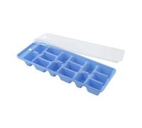 Fackelmann Bac à glaçons avec couvercle – 15 glaçons, plastique 25 x 10 cm – Bleu/Fuchsia/Vert