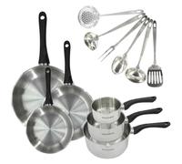 Fackelmann Batterie de cuisine Geneva - Inox 18/8 - 12 pièces (poêles 20/24/28 cm) - Induction