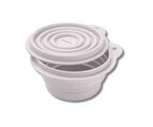 Fackelmann Boîte à goûter Ronde Pliable - Peu encombrante - Récipient Alimentaire résistant à la Chaleur pour Les déplacements - 14,5 x 13 x 6,5 cm - Blanc crème