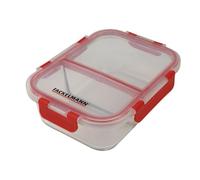 FACKELMANN Boîte de conservation en plastique avec séparateur - Transparent/rouge - Environ 177 x 160 x 70 mm - 1050 ml