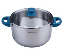 FACKELMANN Casserole Essential Ø 24 cm en acier inoxydable - Design moderne, poignées ergonomiques Soft Touch, convient à tous les types de plaques de cuisson