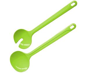 Fackelmann Couverts à Salade Tropical Fourchette et Cuillère à Salade en Plastique, Couverts de Présentation avec Poignée Ergonomique (Couleur : Vert), Quantité: 1 Pièce, 29.5x8.2x2.6cm