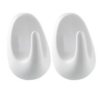 Fackelmann Crochets polyvalents TECNO, crochets auto-adhésifs en plastique, crochets muraux pour toute la maison (couleur : blanc), quantité : 2 pièces