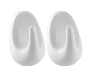 Fackelmann Crochets polyvalents TECNO, crochets auto-adhésifs en plastique, crochets muraux pour toute la maison (couleur : blanc), quantité : 2 pièces