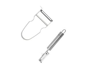 Fackelmann Duo éplucheurs légumes pendule et rasoir Castor inox | Épluchage précis, Lames mobiles, Inox facile à nettoyer, Formats 19 cm et 10,8 cm, Lave-vaisselle