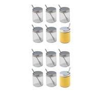 Fackelmann Lot de 12 Moutardiers en Verre avec cuillère INOX