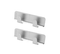 Fackelmann Lot de 2 crochets muraux adhésifs doubles en inox 8 cm | Suspendre sans percer, Lot de 2 crochets, Inox pour pièce humide, Format compact 8 x 2,6 x 1,5 cm, Pratique pour torchons