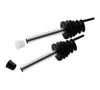 FACKELMANN Lot de 2 distributeurs de liqueur avec capuchon en acier inoxydable et silicone (couleur : argent/blanc/noir)