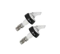 Fackelmann Lot de 2 doseurs à alcool avec bille 2 t bec verseur | Dosage précis 2 ille arrêt automatique, Format 10 cm, Plastique léger, Pour cocktails et jus, Inox