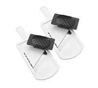 Fackelmann Lot de 2 Mandolines réglables en inox 32 cm | Coupe précise, Lot de 2, Protège main inclus, Réglage 1 à 6 mm, Format 32 x 12 cm, Inox
