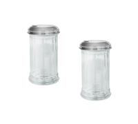Fackelmann Lot de 2 Saupoudreurs en verre avec couvercle inox