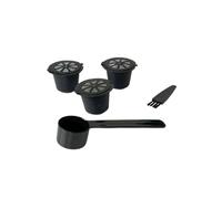 Fackelmann Lot de Capsules Réutilisables Compatibles Nespresso | Café moulu à votre goût, Lot de 3 capsules, Format compact 3 7 x 2,7 cm, Plastique noir, Usage Nespresso
