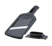 Fackelmann Mandoline en acier inoxydable avec 4 niveaux de coupe, curseur ergonomique et porte-restes, pour une coupe précise - Fabriqué en Allemagne