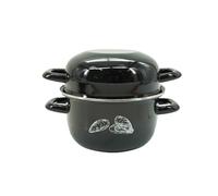 Fackelmann Marmite à moules Cocotte individuelle en acier carbone émaillé noir 20,5×26×17,5 cm