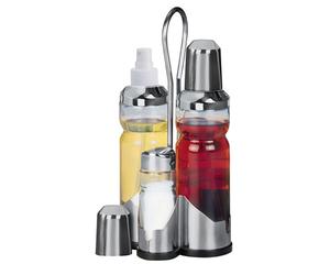 Fackelmann Menage Service vinaigre/ spray huile /salière et poivrière Inox