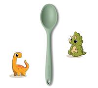 Fackelmann Mini cuillère de cuisine en silicone avec étagère en acier inoxydable, gris vert, résistant à la chaleur jusqu'à 230 °C, idéal pour les ustensiles de cuisine revêtus, passe au