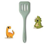 Fackelmann Mini spatule fendue en silicone vert gris avec étagère en acier inoxydable, résistante à la chaleur jusqu'à 230 °C, passe au lave-vaisselle