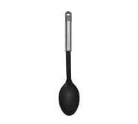 Fackelmann MODE Cuillère de service, cuillère de cuisine, tête en plastique PBT anti-adhérent et poignée en acier inoxydable avec boucle de suspension, 33 x 7,2 x 2,5 cm, noir, gris et argent