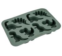 Fackelmann Moule à glaçons en silicone - Flexible et stable - Pour glaçons dans des motifs dinosaures mignons - Gris vert - Réutilisable et passe au lave-vaisselle - 19 x 13 x 2 cm