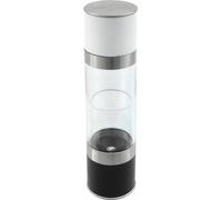 Fackelmann Moulin à sel/poivre DUO, moulin à épices avec broyeur en céramique, distributeur d'épices pour moudre toutes les épices (couleur : argent/transparent/noir/blanc)
