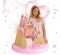 FACKELMANN Paris Hilton Ensemble de couteaux en acier inoxydable avec bloc de couteaux en bambou robuste, idéal pour toute cuisine, haute précision de coupe et design durable, rose
