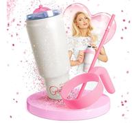 FACKELMANN Paris Hilton Gourde en acier inoxydable avec poignée en plastique et paille - 1,1 l, double paroi isolée, poignée amovible - Blanc/rose